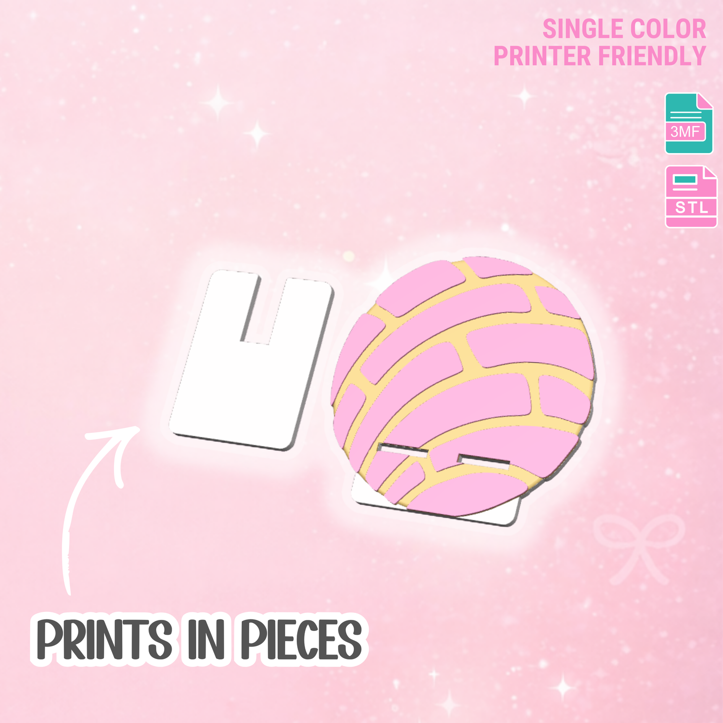 Circle Concha Phone Holder 3D Print File: Girly Desk Decor (STL/3MF Digital Download)