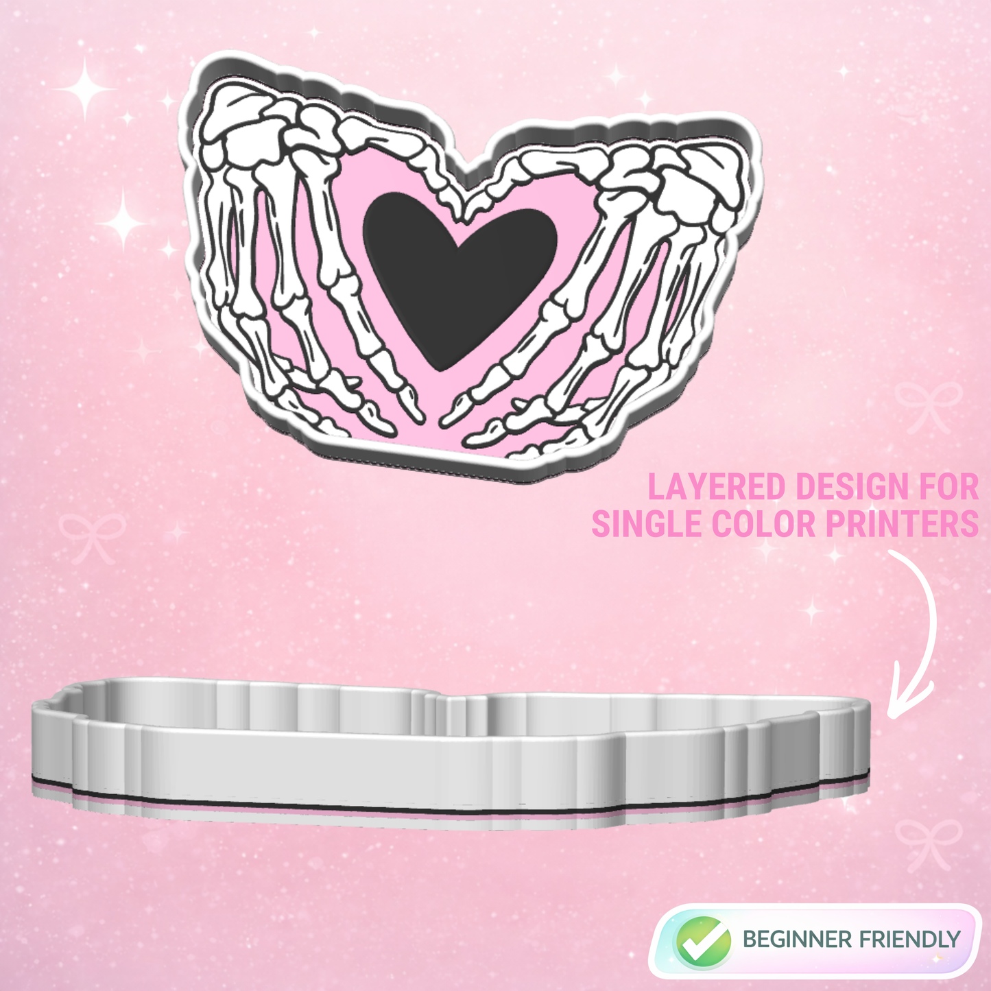 Skeleton Heart Hands Trinket Dish 3D Print File – STL/3MF Desk Organization (Digital Download)