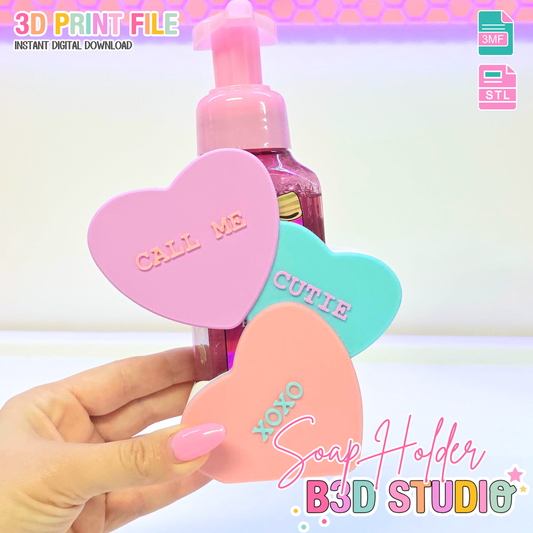 Candy Hearts Soap Holder: 3D Print STL & 3MF File (Digital Download)