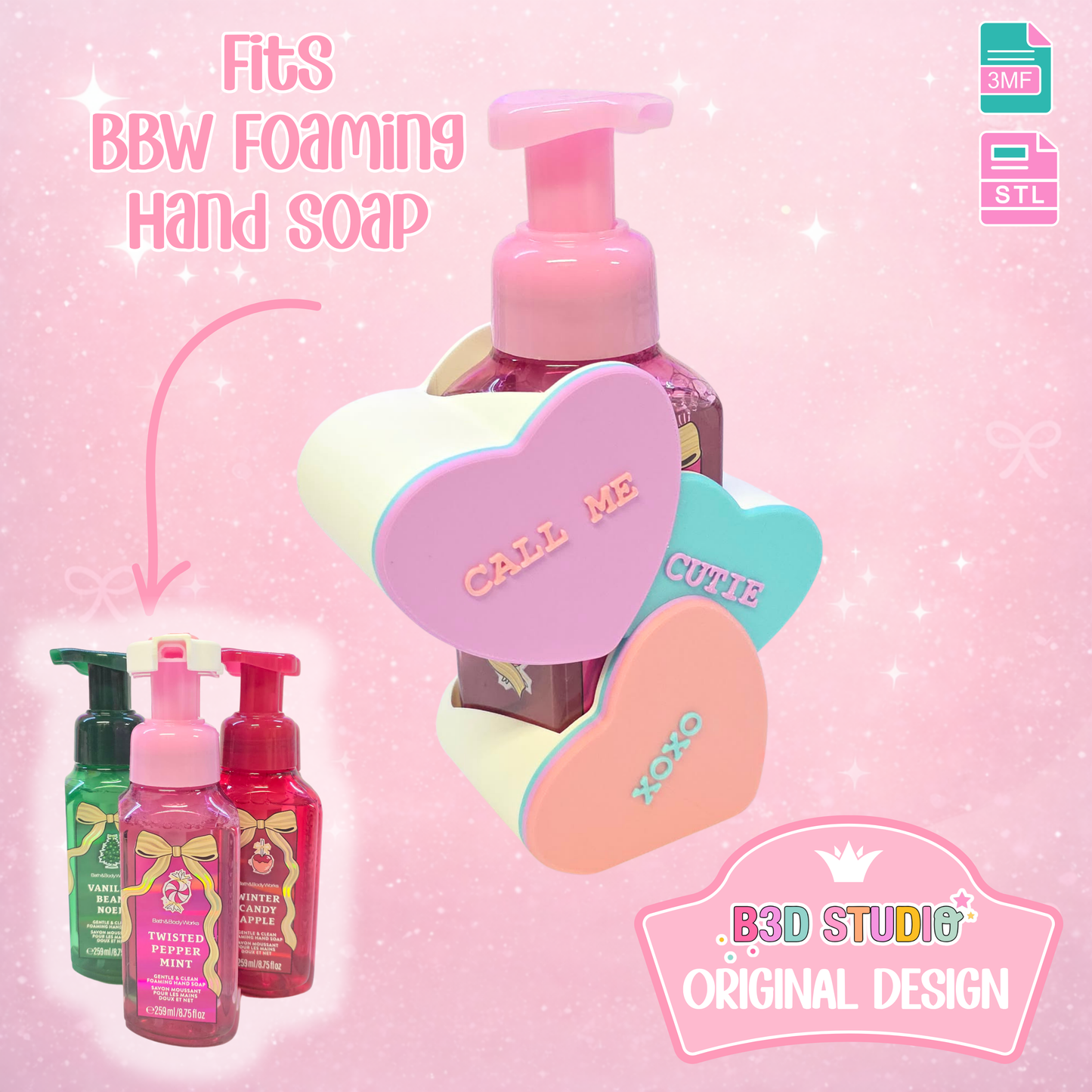 Candy Hearts Soap Holder: 3D Print STL & 3MF File (Digital Download)