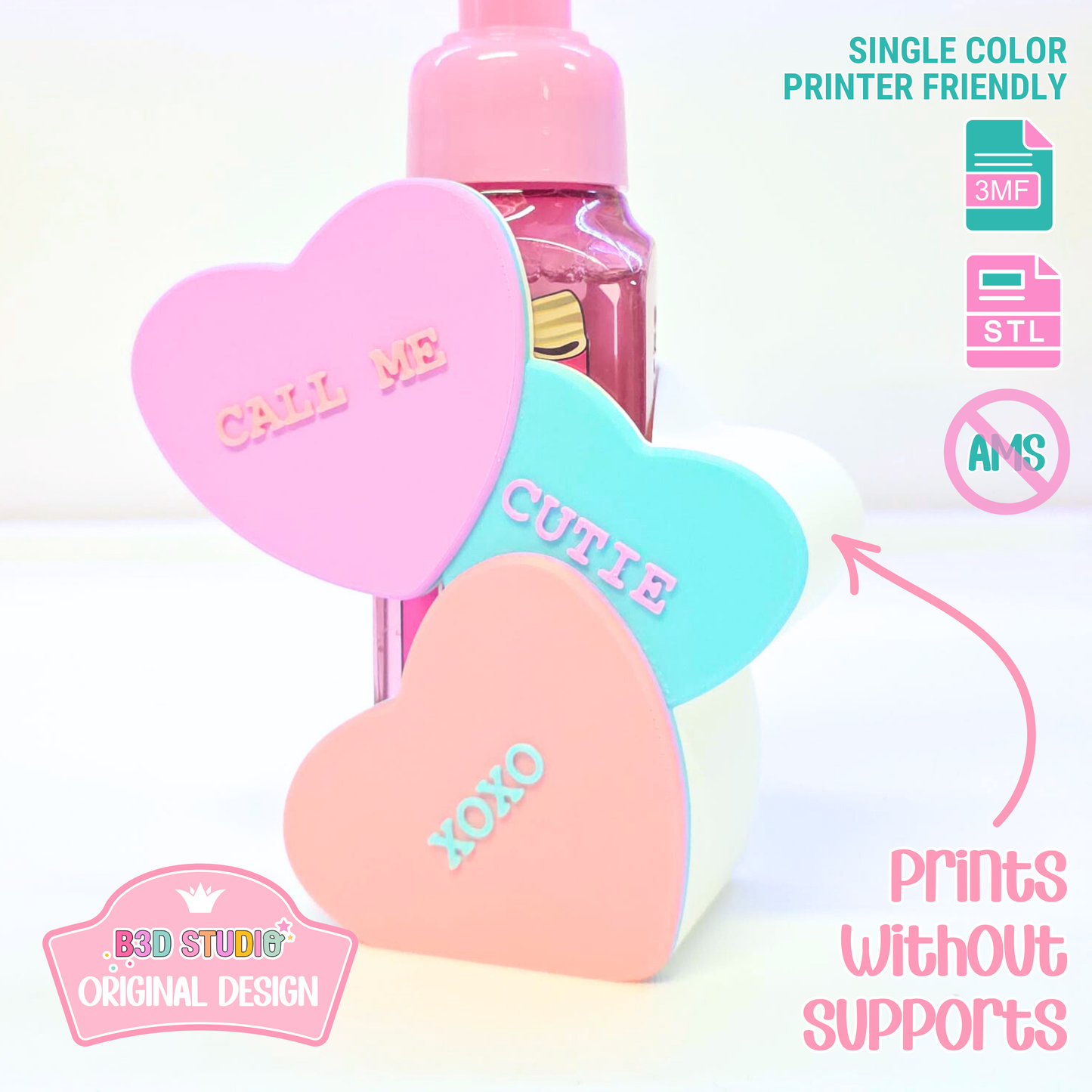 Candy Hearts Soap Holder: 3D Print STL & 3MF File (Digital Download)