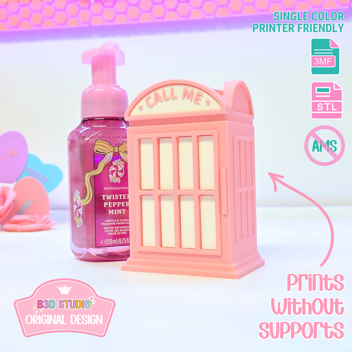 Phone Booth Soap Holder: 3D Print STL & 3MF File (Digital Download)