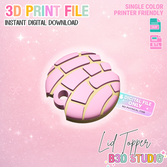 30OZ Concha Tumbler Topper: 3D Print STL & 3MF Pan Dulce Lid Toppers (Digital Download)