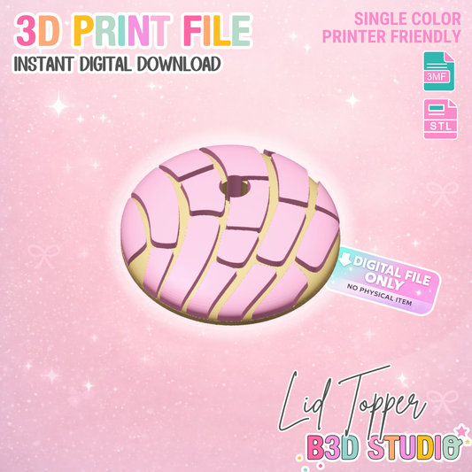 Concha Lid Topper 3D Print File: Pan Dulce Glass Can STL & 3MF (Digital Download)