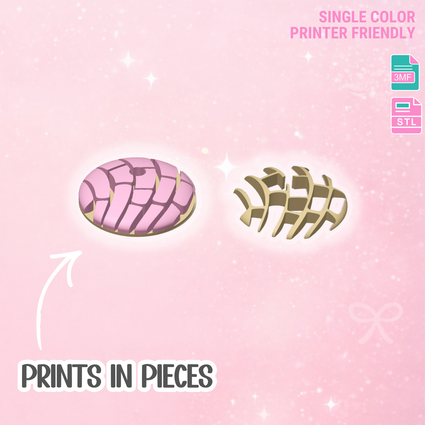 Concha Lid Topper 3D Print File: Pan Dulce Glass Can STL & 3MF (Digital Download)