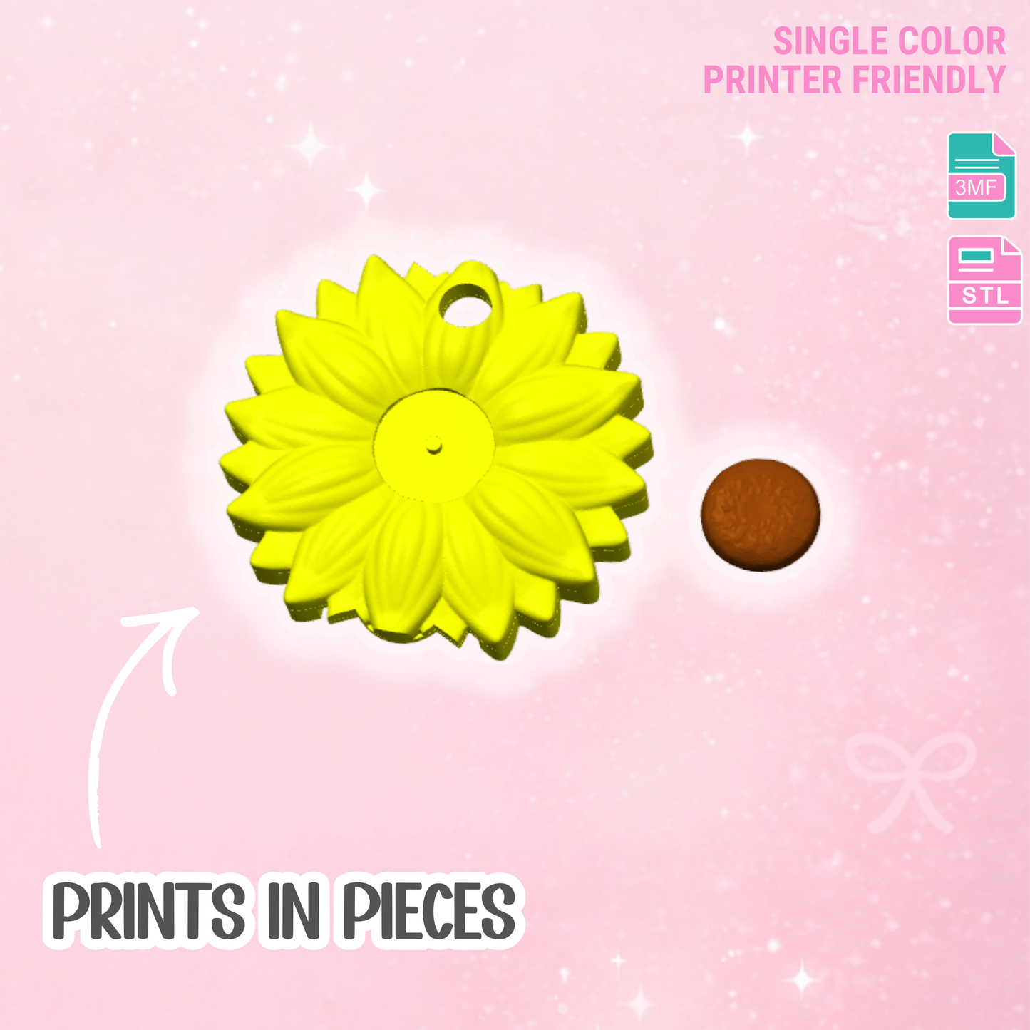 30oz Sunflower Tumbler Topper: 3D Print STL & 3MF File Lid Toppers (Digital Download)