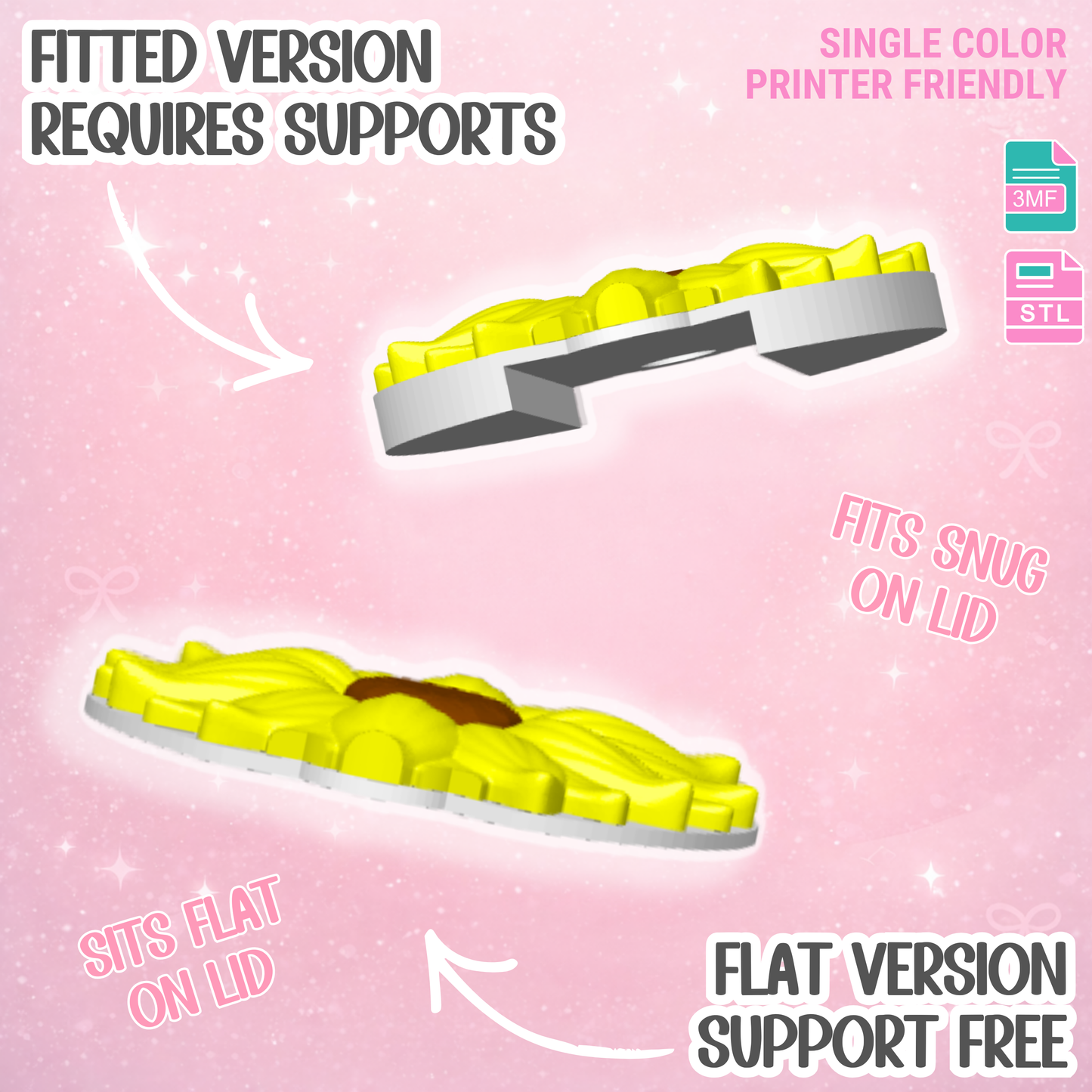 40oz Sunflower Tumbler Topper: 3D Print STL & 3MF File Lid Toppers (Digital Download)