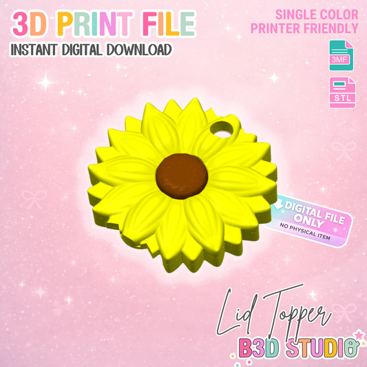 40oz Sunflower Tumbler Topper: 3D Print STL & 3MF File Lid Toppers (Digital Download)