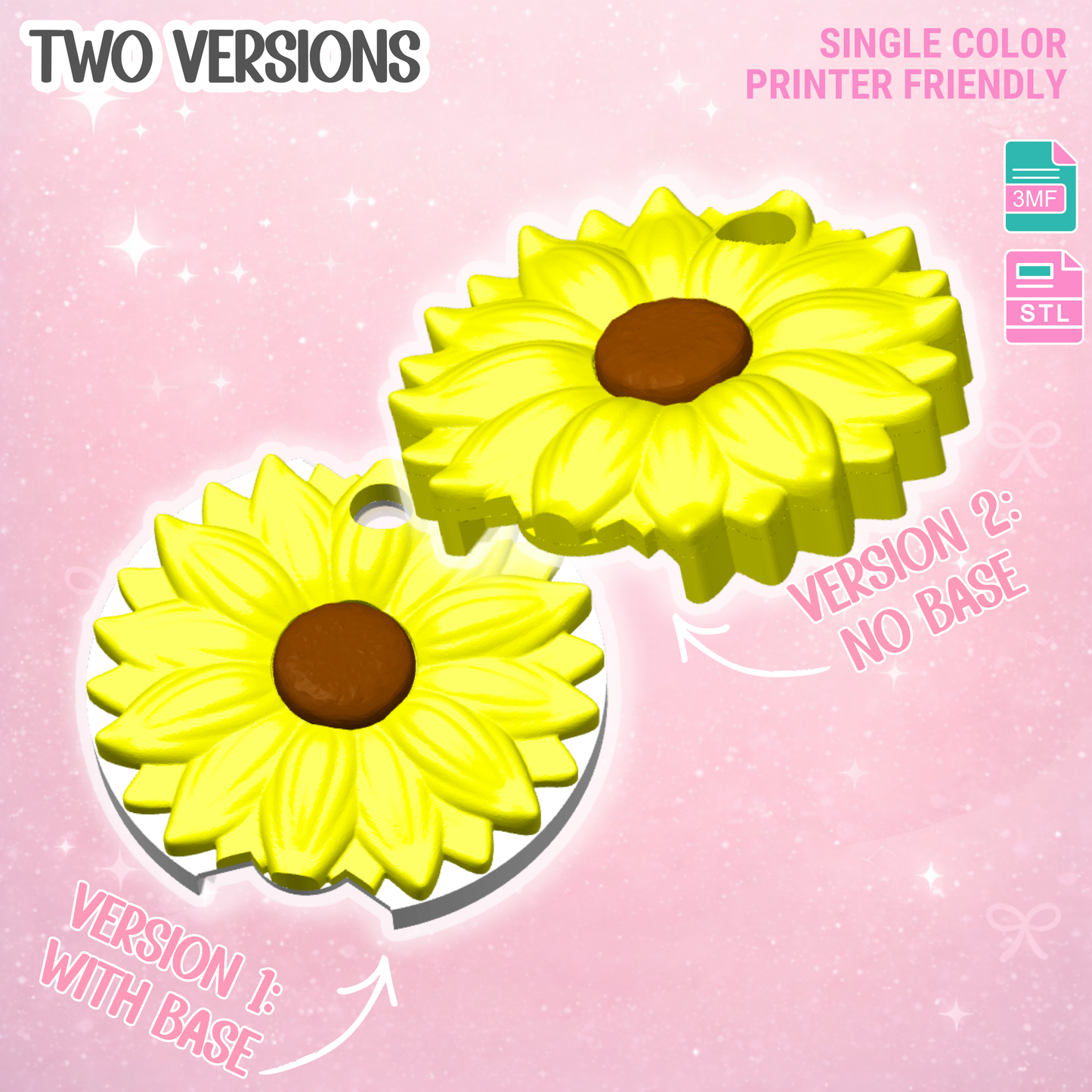 30oz Sunflower Tumbler Topper: 3D Print STL & 3MF File Lid Toppers (Digital Download)