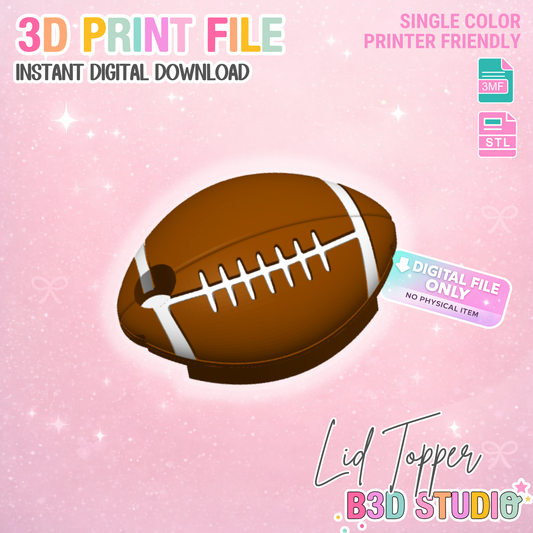 40OZ Football Tumbler Topper: 3D Print STL & 3MF File Lid Toppers (Digital Download)