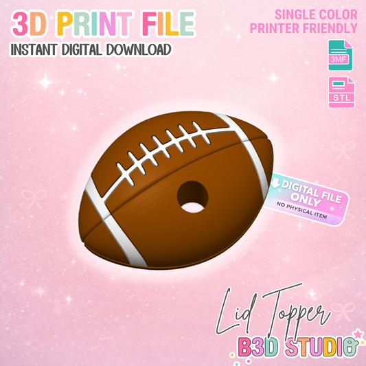 Football Lid Topper: 3D Print STL & 3MF File Sports Toppers (Digital Download)