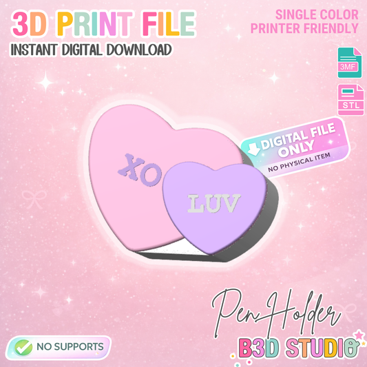 Candy Hearts Pen Holder: 3D Print STL & 3MF File (Digital Download)