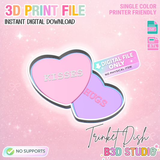 Candy Hearts Trinket Dish 3D Print File – STL/3MF Desk Organization (Digital Download)
