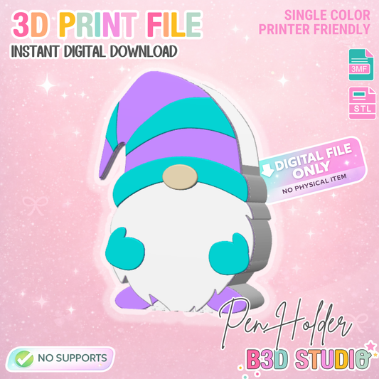 Gnome Pen Holder: 3D Print STL & 3MF File (Digital Download)