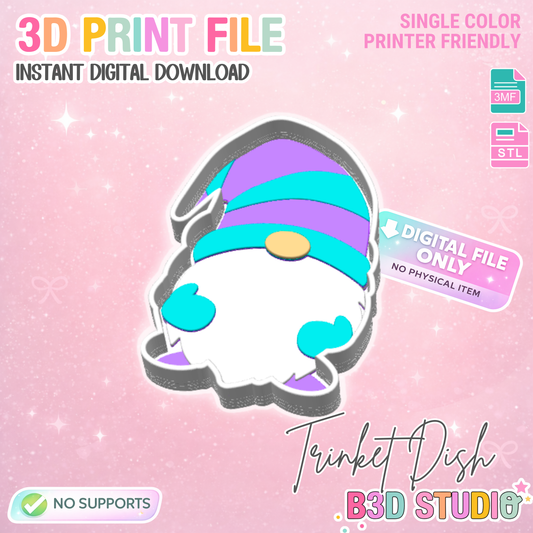 Gnome Trinket Dish 3D Print File – STL/3MF Desk Organization (Digital Download)