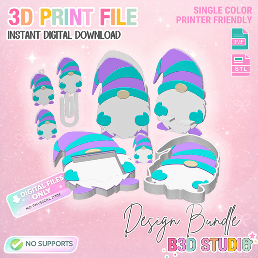Gnome 3D Print File Bundle (STL & 3MF Digital Download)