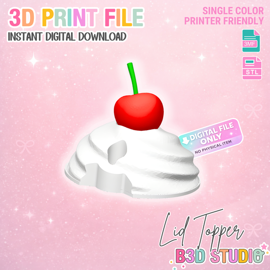 40oz Whipped Cherry Tumbler Topper: 3D Print STL & 3MF File Lid Toppers (Digital Download)