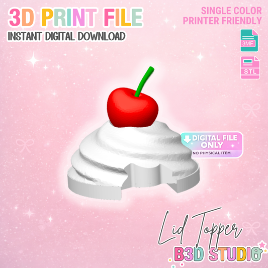 30oz Whipped Cherry Tumbler Topper: 3D Print STL & 3MF File Lid Toppers (Digital Download)