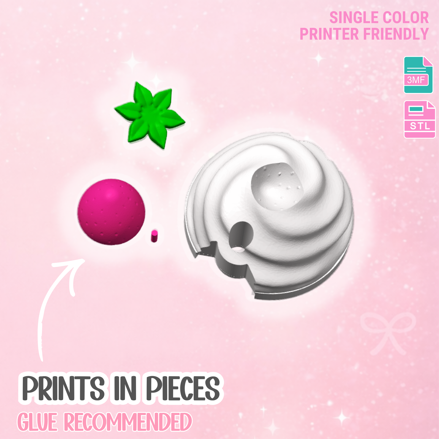 30oz Strawberry Whip Tumbler Topper: 3D Print STL & 3MF File Lid Toppers (Digital Download)