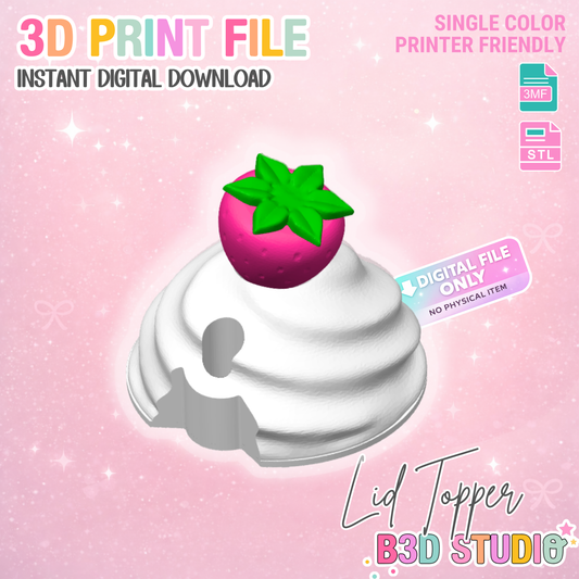 40oz Strawberry Whip Tumbler Topper: 3D Print STL & 3MF File Lid Toppers (Digital Download)