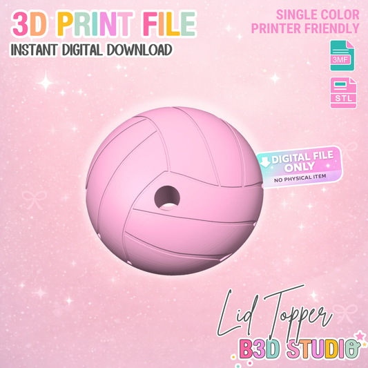 Volleyball Lid Topper – Cup Topper 3D Print File (STL & 3MF Digital Download)