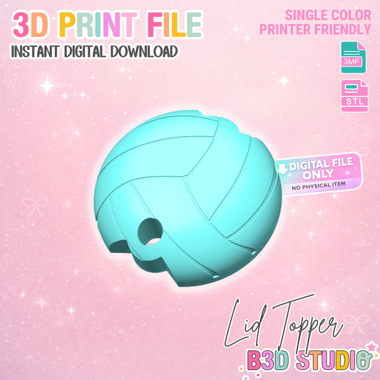 30oz Volleyball Tumbler Topper: 3D Print STL & 3MF File Lid Toppers (Digital Download)