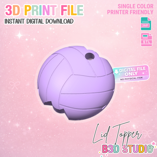 40oz Volleyball Tumbler Topper: 3D Print STL & 3MF File Lid Toppers (Digital Download)