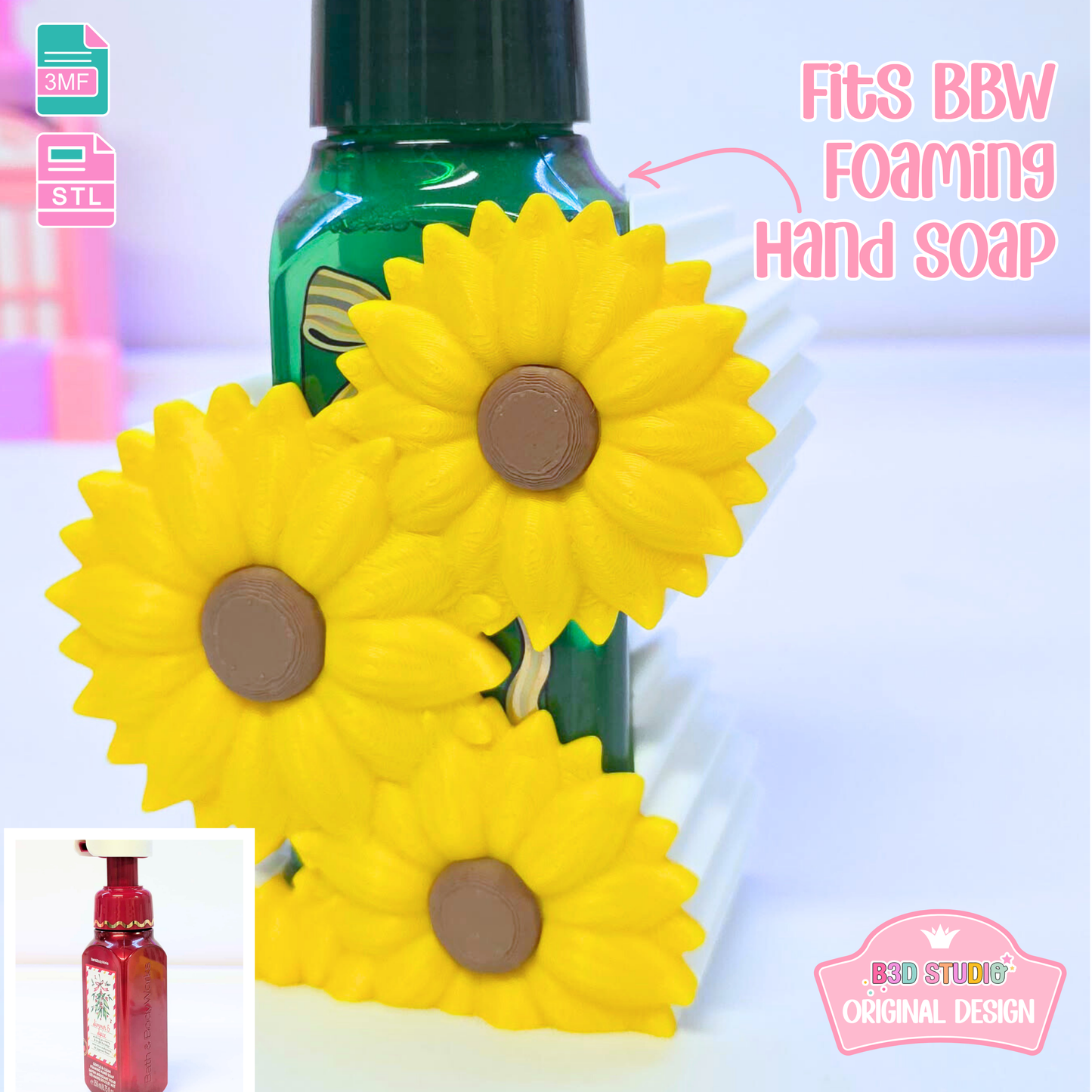 Sunflower Soap Holder: 3D Print STL & 3MF File (Digital Download)