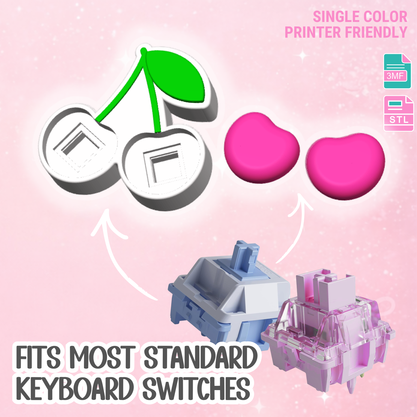 Cherry Double Fidget Clicker STL & 3MF 3D Print File - Keychain (Digital Download)