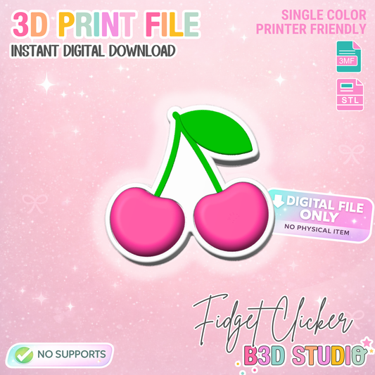 Cherry Double Fidget Clicker STL & 3MF 3D Print File - Keychain (Digital Download)