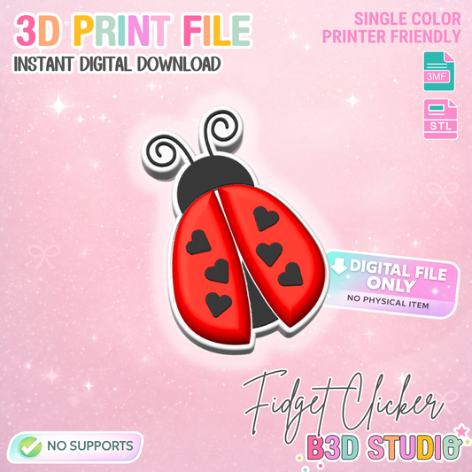 Ladybug Double Fidget Clicker STL & 3MF 3D Print File - Keychain (Digital Download)