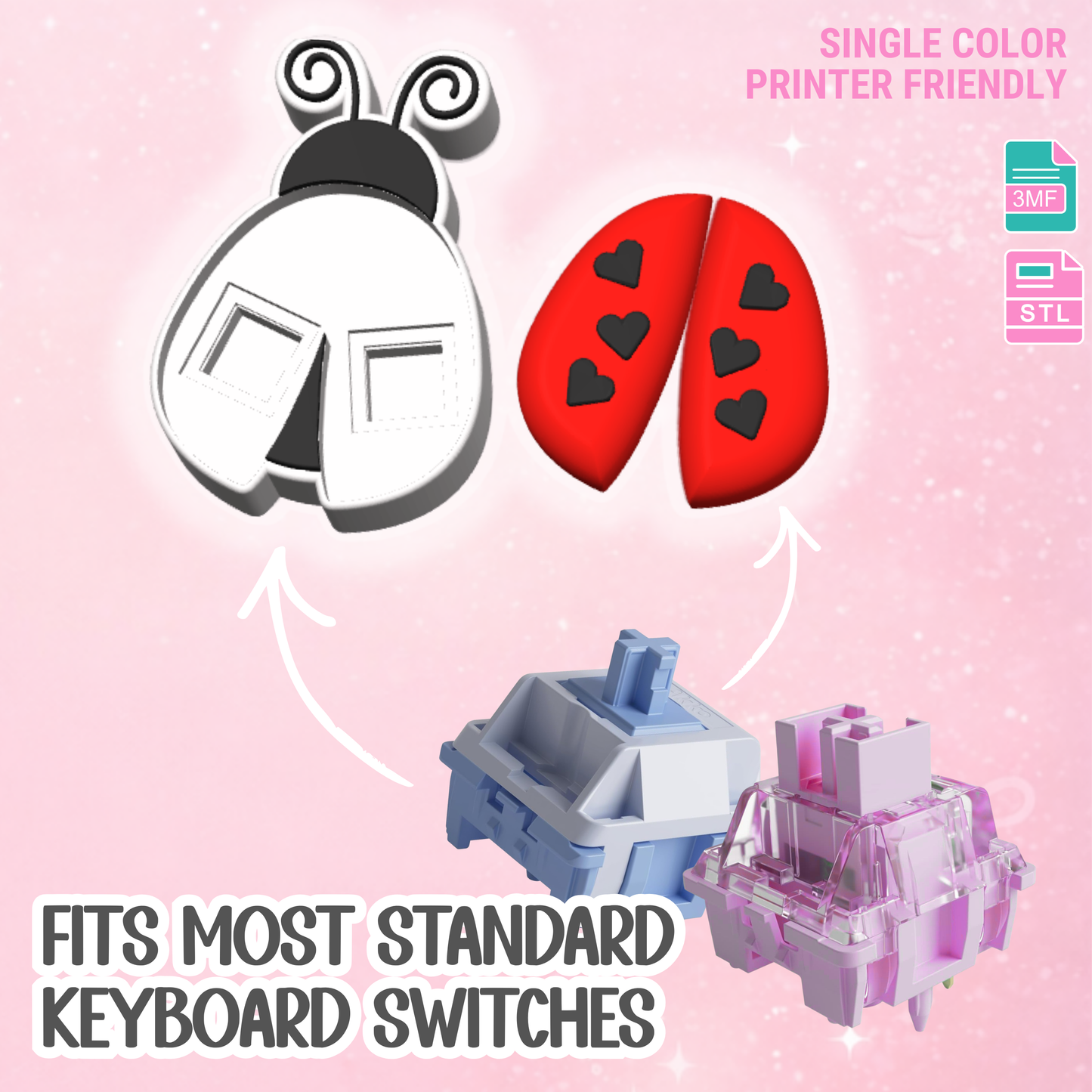 Ladybug Double Fidget Clicker STL & 3MF 3D Print File - Keychain (Digital Download)