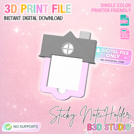 House Sticky Note Holder STL + 3MF File - Real Estate Desk Organizer (Digital Download)