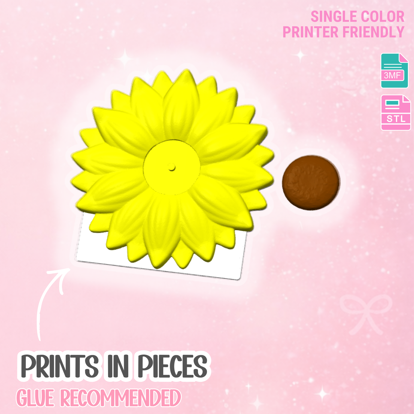 Sunflower Pen Holder: Detailed Sculpted 3D Print STL & 3MF File (Digital Download)