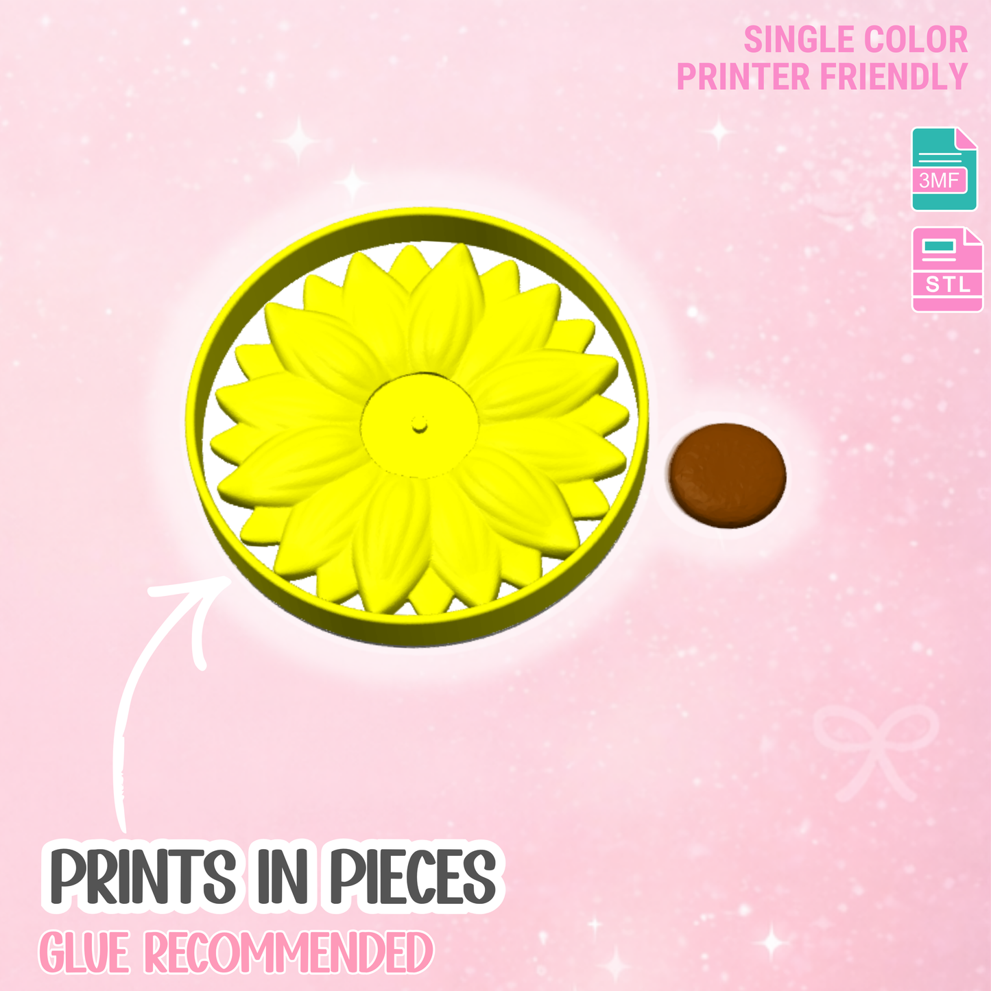 Sunflower Trinket Dish Detailed Sculpted STL & 3MF 3D Print File – Desk Organization (Digital Download)