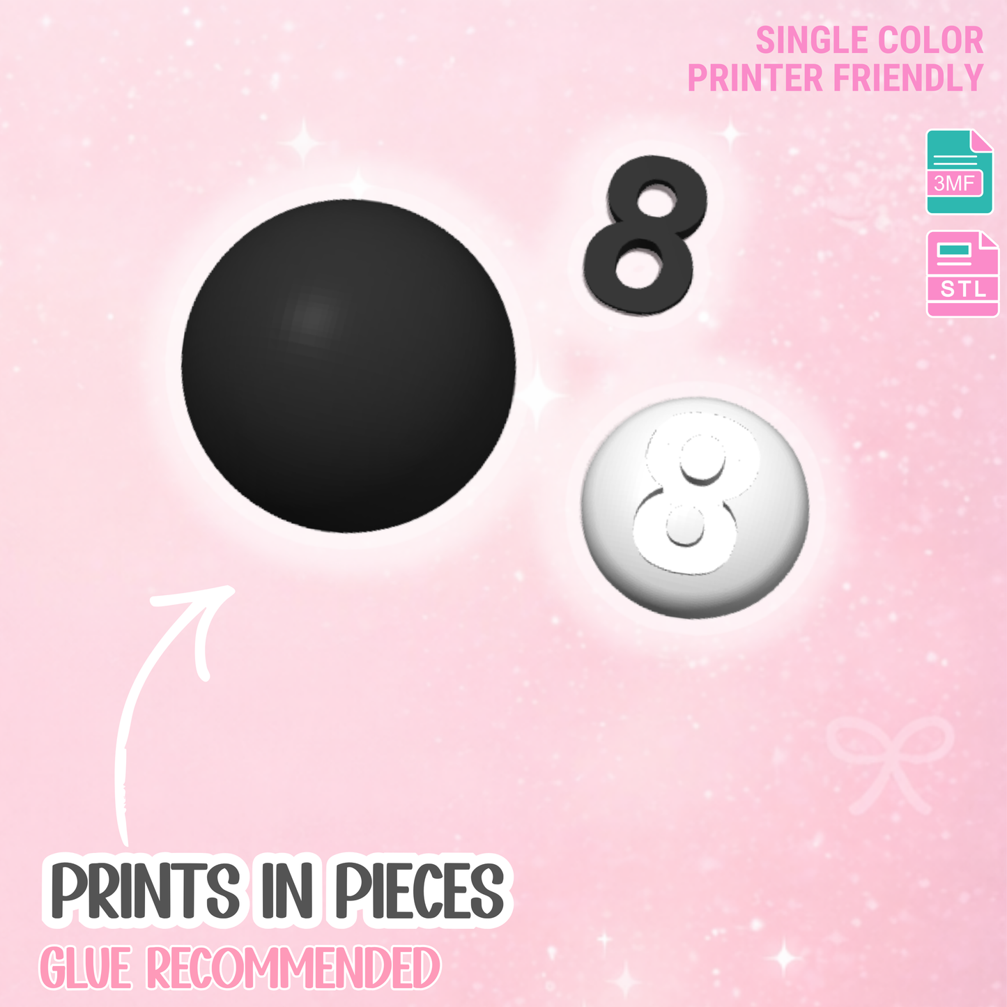 8 Ball Fidget Clicker 3D Print File (STL, 3MF Digital Download)