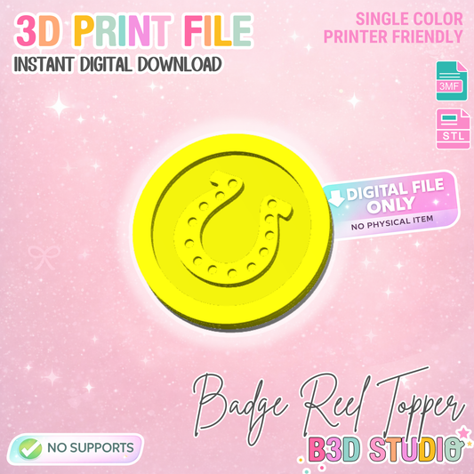 Horse Shoe Coin Badge Reel Topper Flat Back Embellishment (STL & 3MF Digital Download)