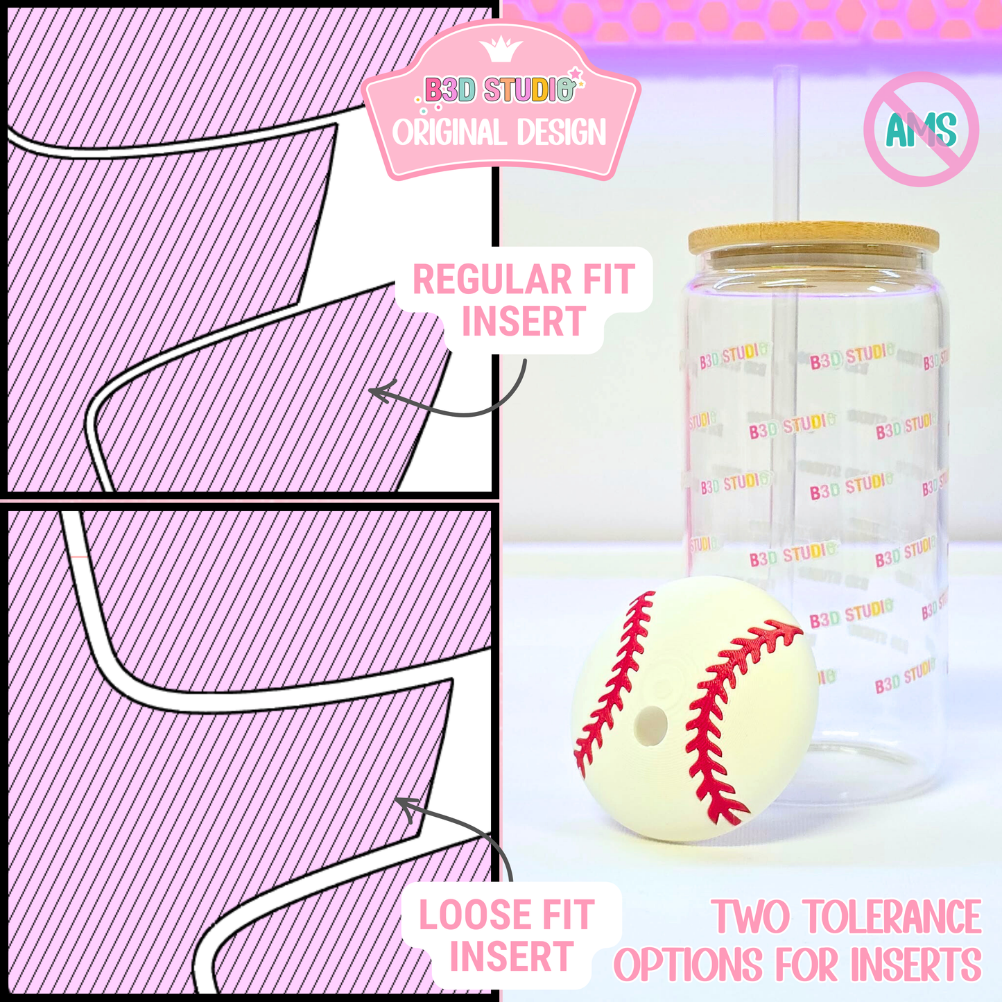 30OZ Baseball Tumbler Topper: 3D Print STL & 3MF File Lid Toppers (Digital Download)