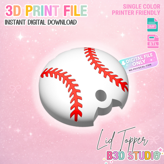 40OZ Baseball Tumbler Topper: 3D Print STL & 3MF File Lid Toppers (Digital Download)