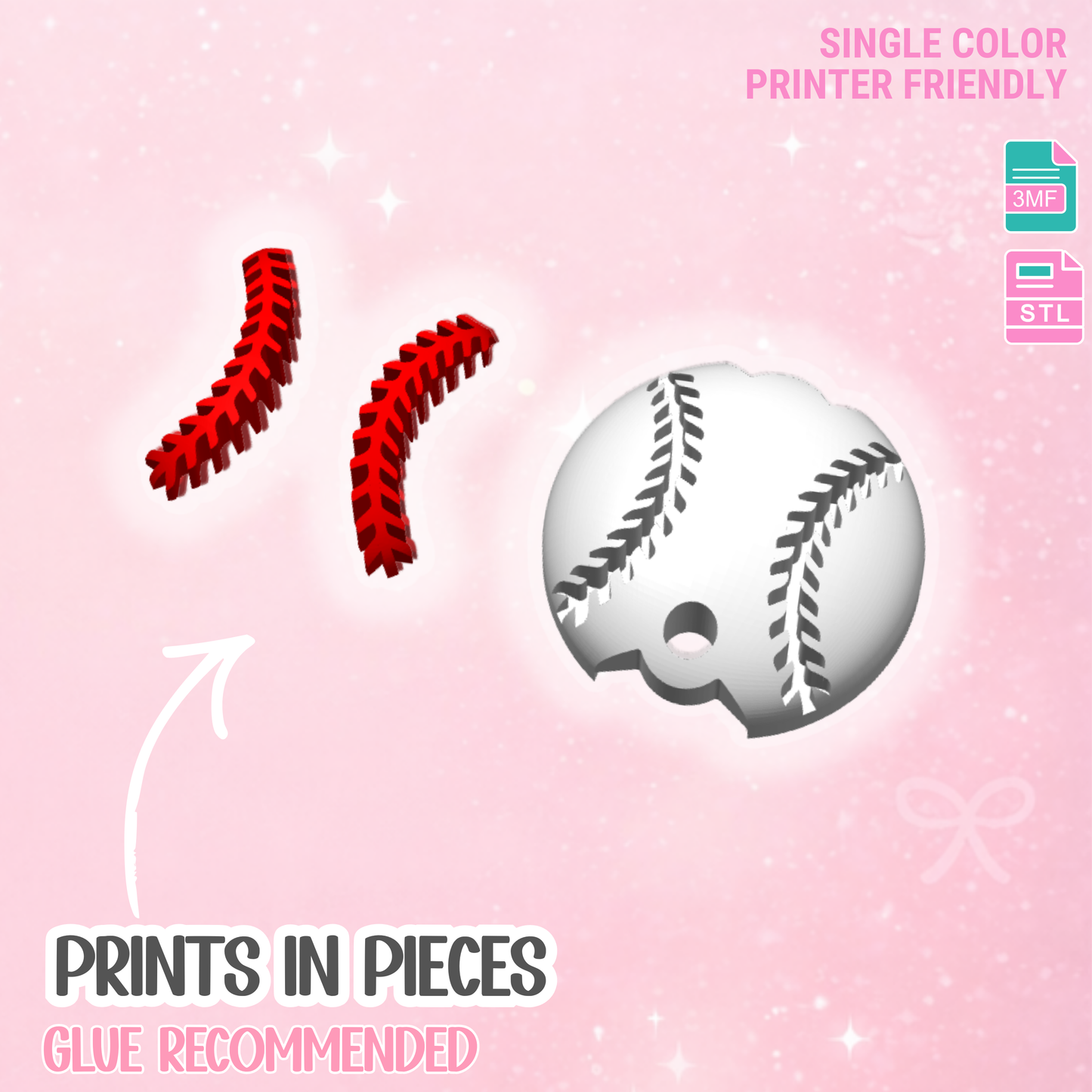 30OZ Baseball Tumbler Topper: 3D Print STL & 3MF File Lid Toppers (Digital Download)