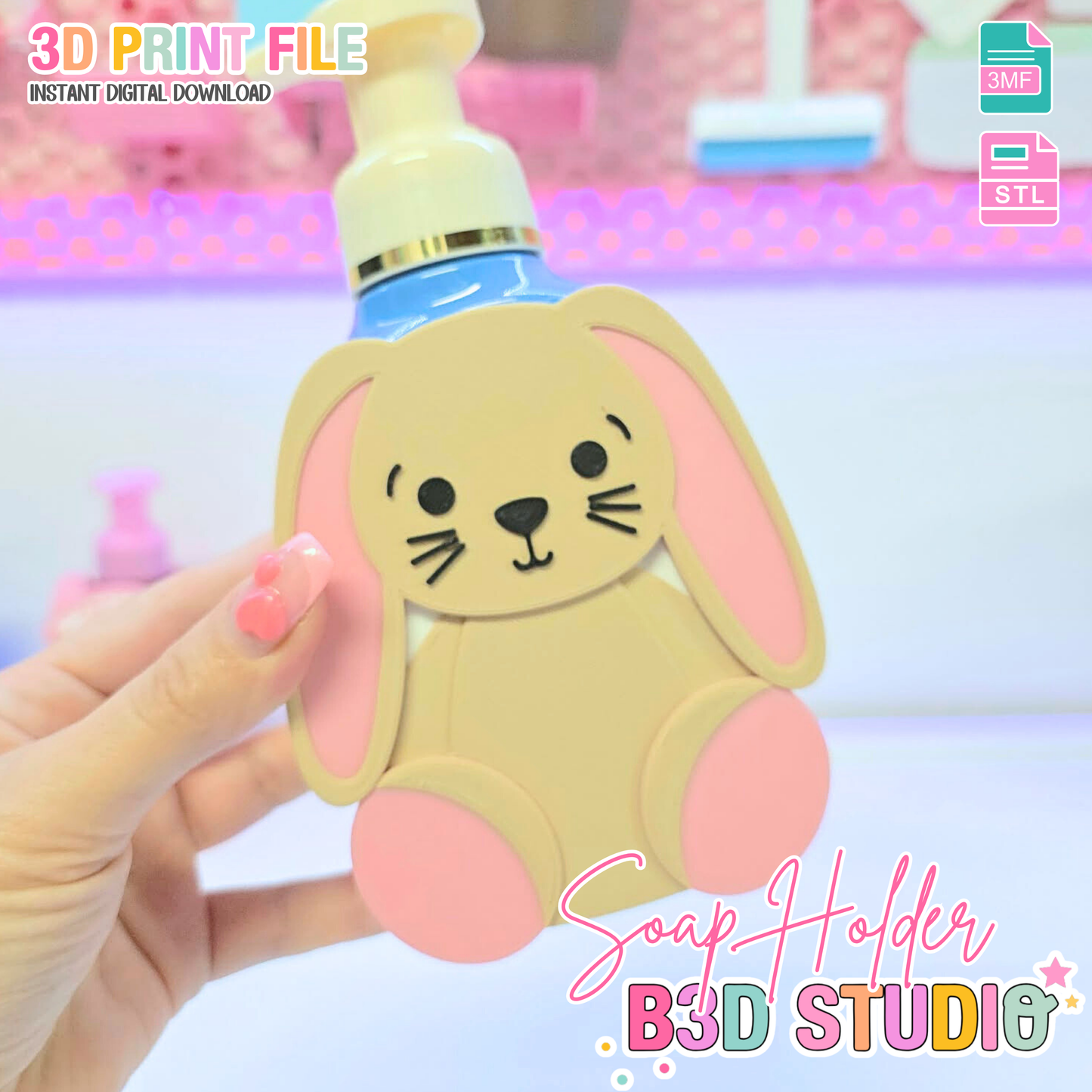 Bunny Soap Holder: 3D Print STL & 3MF File (Digital Download)