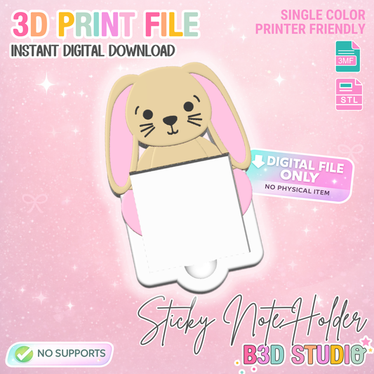 Bunny Sticky Note Holder STL/3MF – Easter Desk Organizer 3D File (Digital Download)