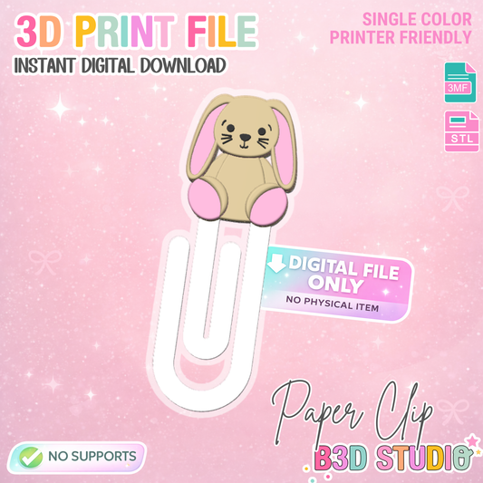 Bunny Paper Clip 3D Print File (STL & 3MF Digital Download)