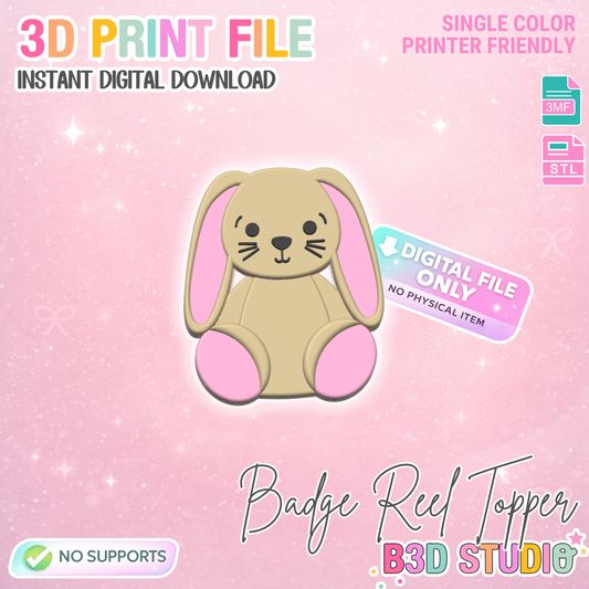 Bunny Badge Reel Topper 3D Print File (STL & 3MF Digital Download)