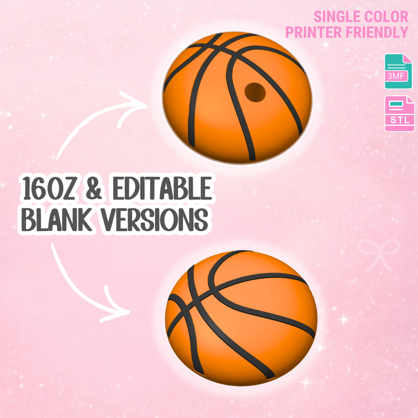Basketball Lid Topper: 3D Print STL & 3MF File Sports Toppers (Digital Download)