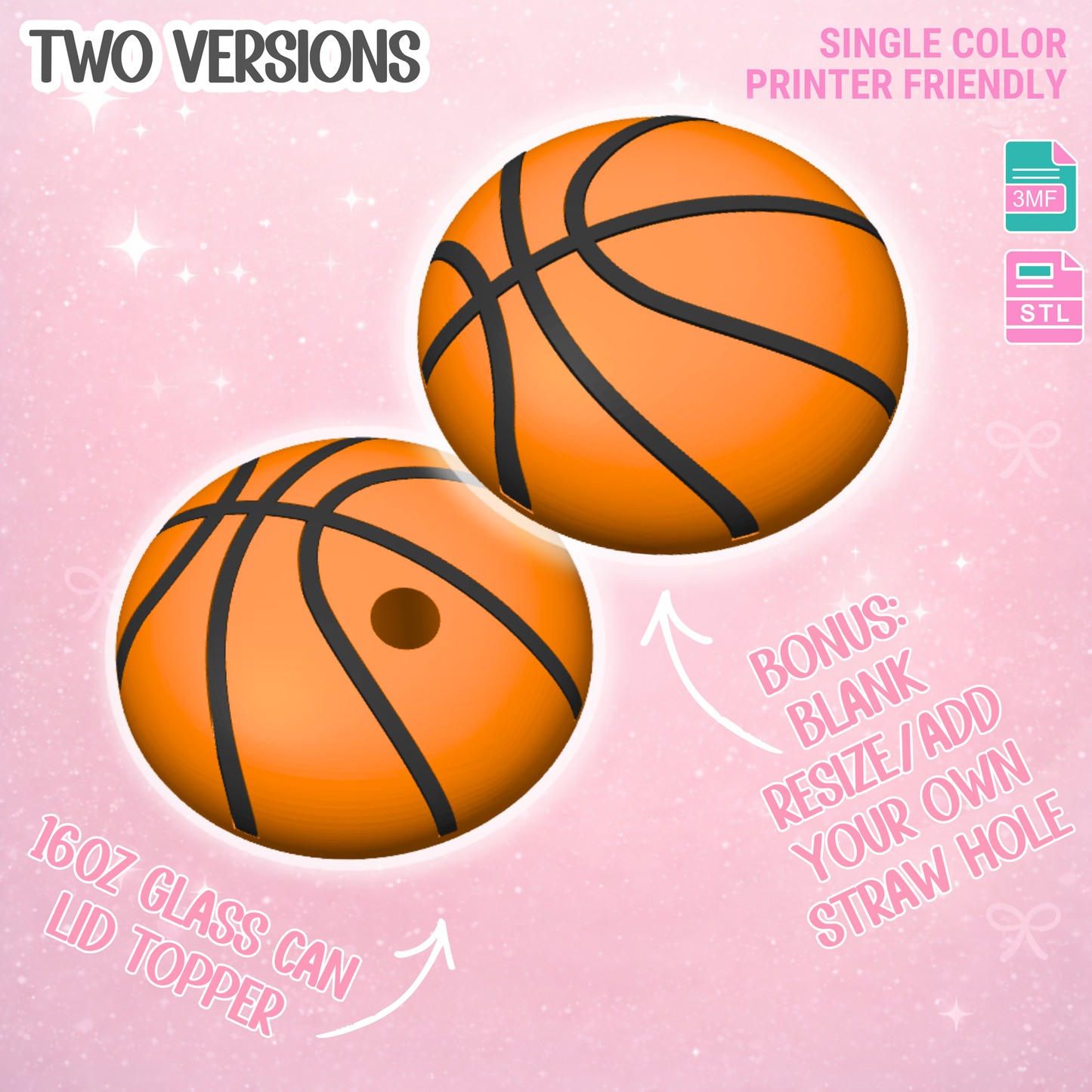 Basketball Lid Topper: 3D Print STL & 3MF File Sports Toppers (Digital Download)