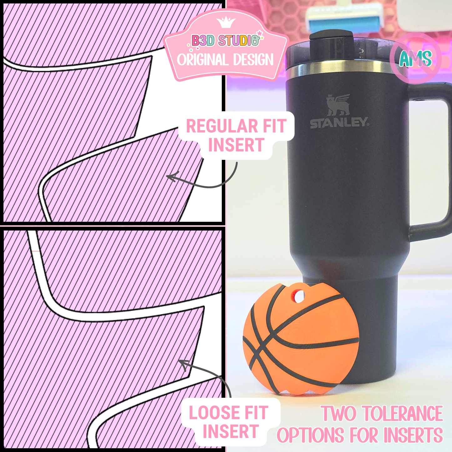 30OZ Basketball Tumbler Topper: 3D Print STL & 3MF File Lid Toppers (Digital Download)