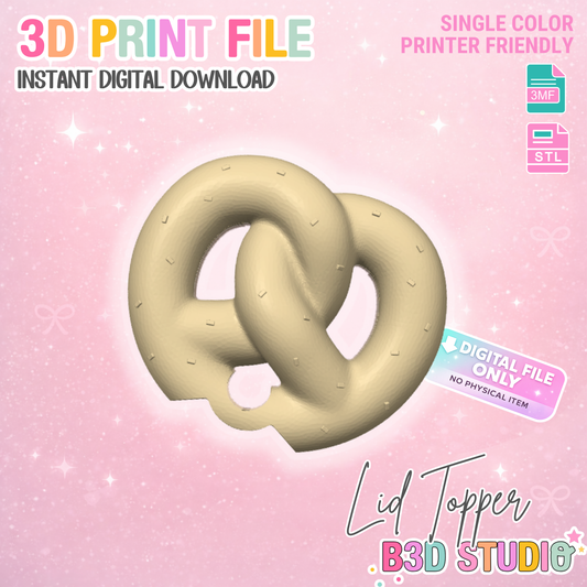 30oz Pretzel Tumbler Topper: 3D Print STL & 3MF File Lid Toppers (Digital Download)
