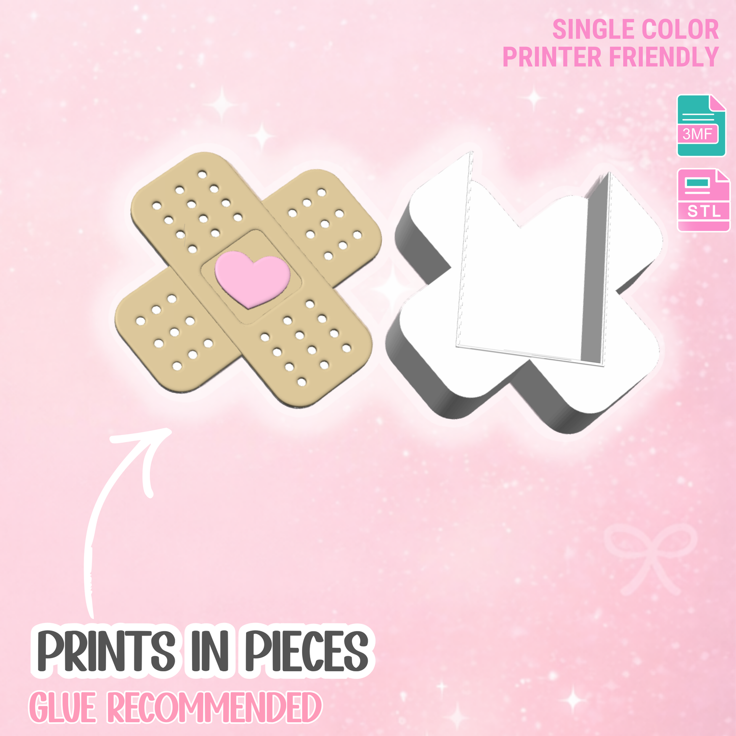 Heart Bandage Pen Holder: 3D Print STL & 3MF File (Digital Download)