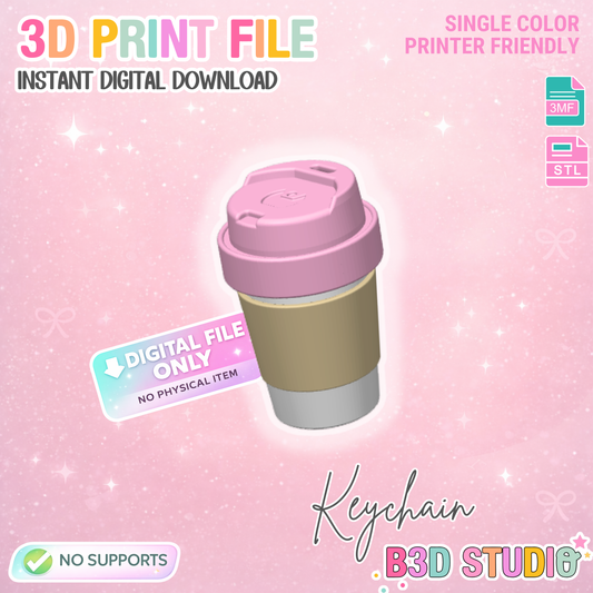 Coffee Cup Container Keychain: Lip Balm Holder (STL + 3MF Digital Download)